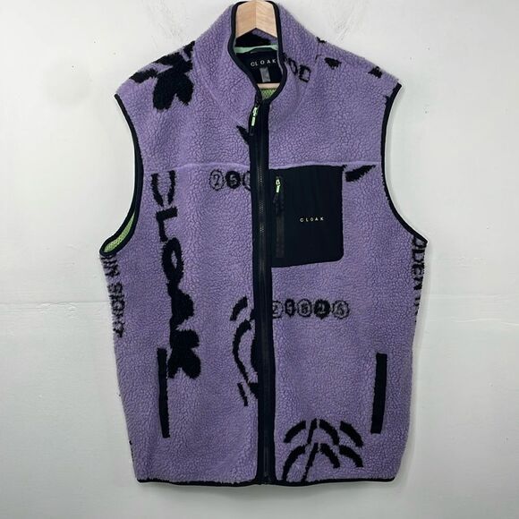 Cloak Men’s Purple and Black Sherpa Vest size XL - Picture 1 of 14